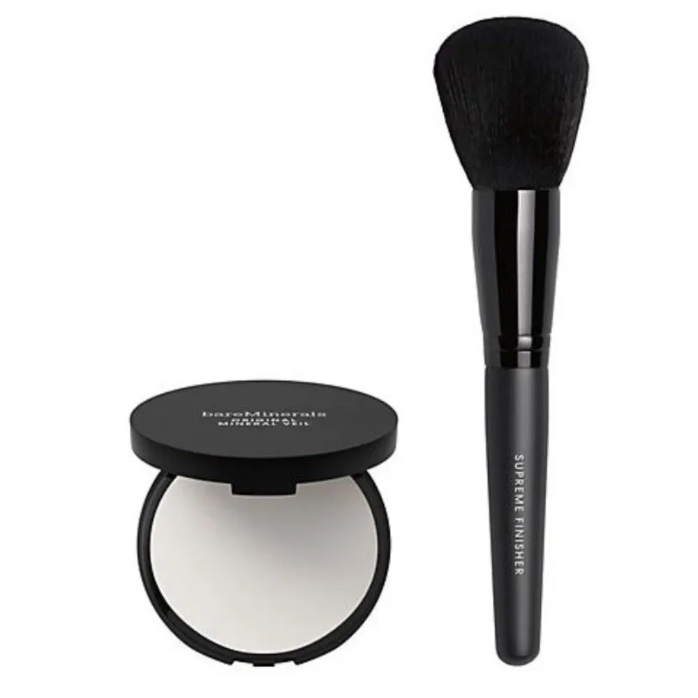 bareMinerals Original Pressed Mineral Veil Translucent with Finisher Brush New